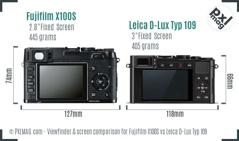 Fujifilm X100S vs Leica D-Lux Typ 109 Screen and Viewfinder comparison