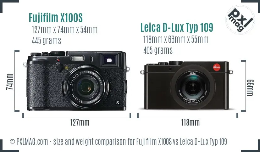 Fujifilm X100S vs Leica D-Lux Typ 109 size comparison