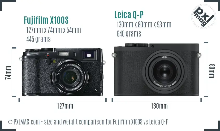Fujifilm X100S vs Leica Q-P size comparison