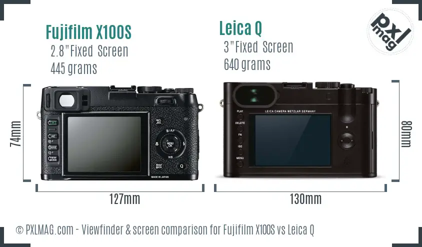 Fujifilm X100S vs Leica Q Screen and Viewfinder comparison