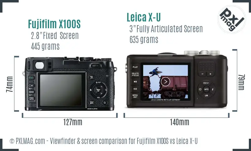Fujifilm X100S vs Leica X-U Screen and Viewfinder comparison
