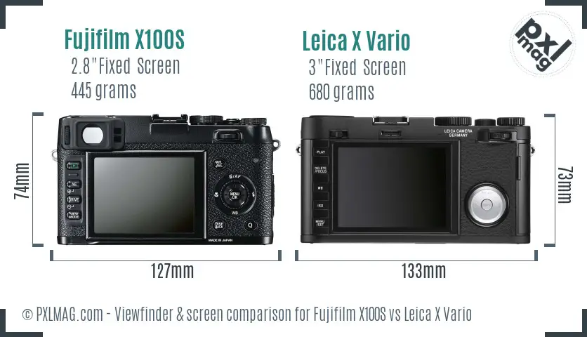 Fujifilm X100S vs Leica X Vario Screen and Viewfinder comparison
