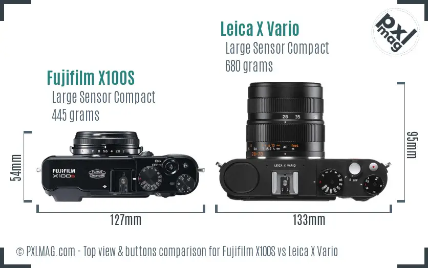 Fujifilm X100S vs Leica X Vario top view buttons comparison