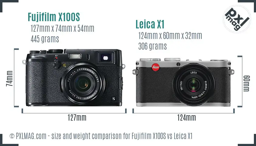Fujifilm X100S vs Leica X1 size comparison