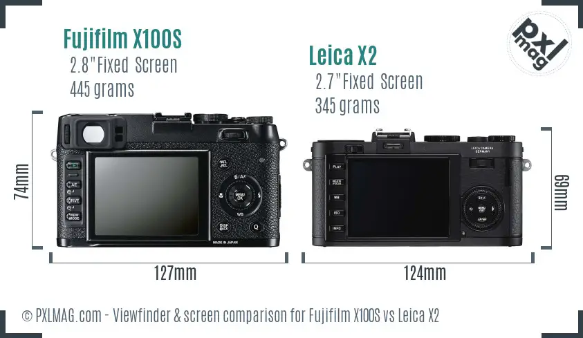 Fujifilm X100S vs Leica X2 Screen and Viewfinder comparison