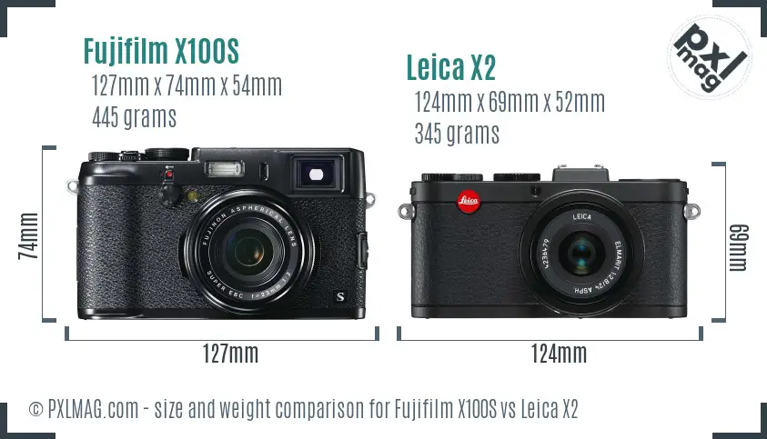 Fujifilm X100S vs Leica X2 size comparison