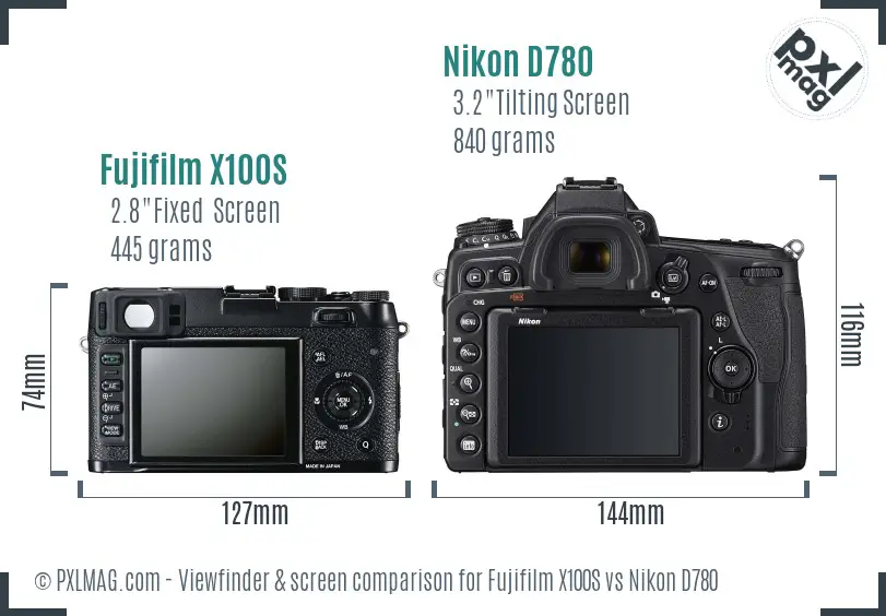 Fujifilm X100S vs Nikon D780 Screen and Viewfinder comparison Fujifilm X100S vs Nikon D780 Screen and Viewfinder comparison
