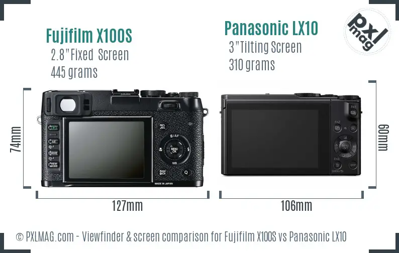 Fujifilm X100S vs Panasonic LX10 Screen and Viewfinder comparison