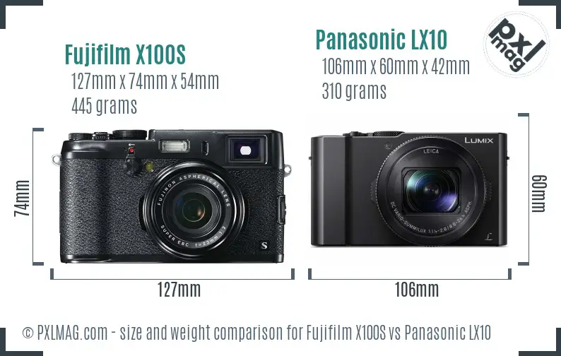 Fujifilm X100S vs Panasonic LX10 size comparison