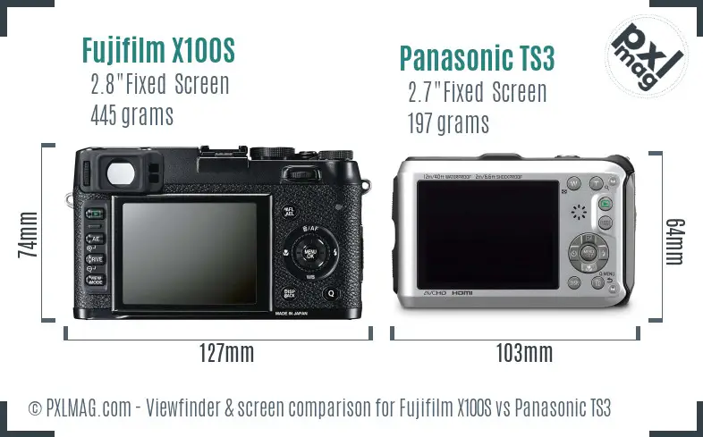 Fujifilm X100S vs Panasonic TS3 Screen and Viewfinder comparison