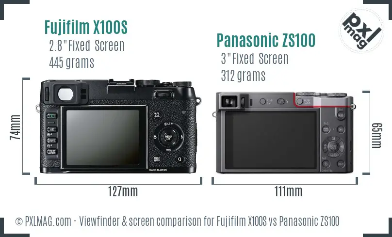 Fujifilm X100S vs Panasonic ZS100 Screen and Viewfinder comparison