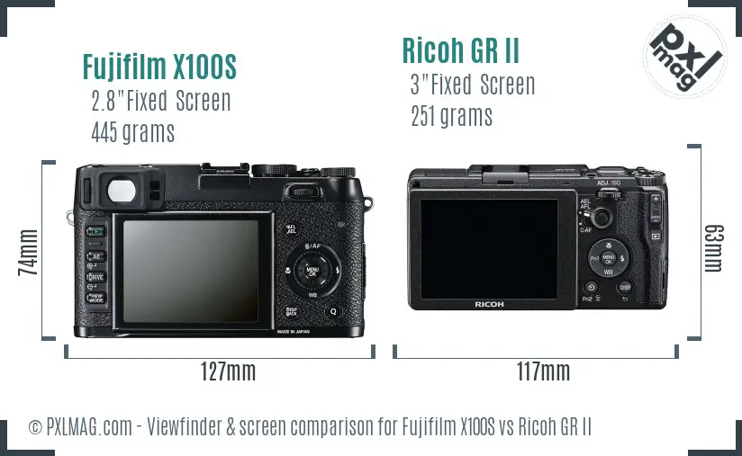 Fujifilm X100S vs Ricoh GR II Screen and Viewfinder comparison