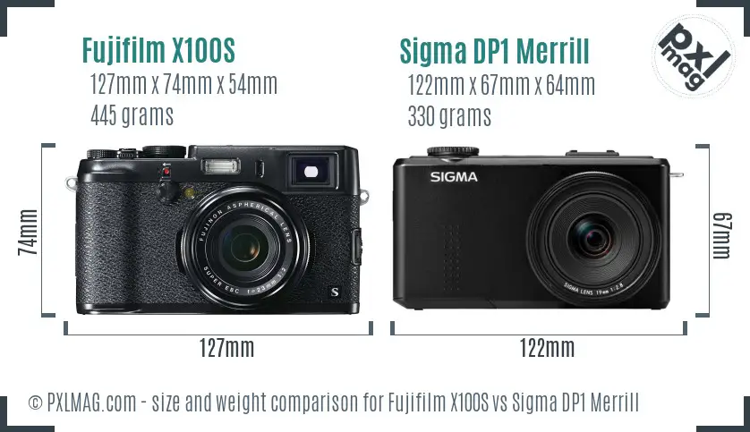 Fujifilm X100S vs Sigma DP1 Merrill size comparison