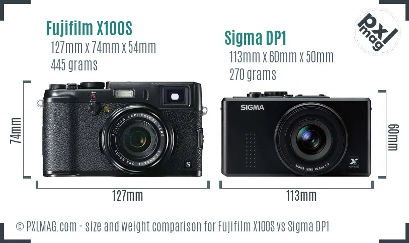 Fujifilm X100S vs Sigma DP1 size comparison