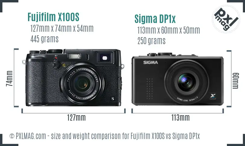 Fujifilm X100S vs Sigma DP1x size comparison