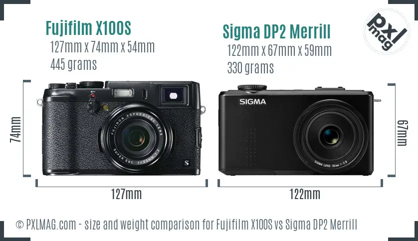 Fujifilm X100S vs Sigma DP2 Merrill size comparison