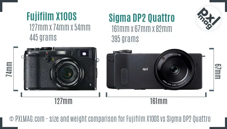 Fujifilm X100S vs Sigma DP2 Quattro size comparison