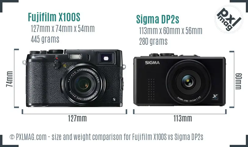 Fujifilm X100S vs Sigma DP2s size comparison
