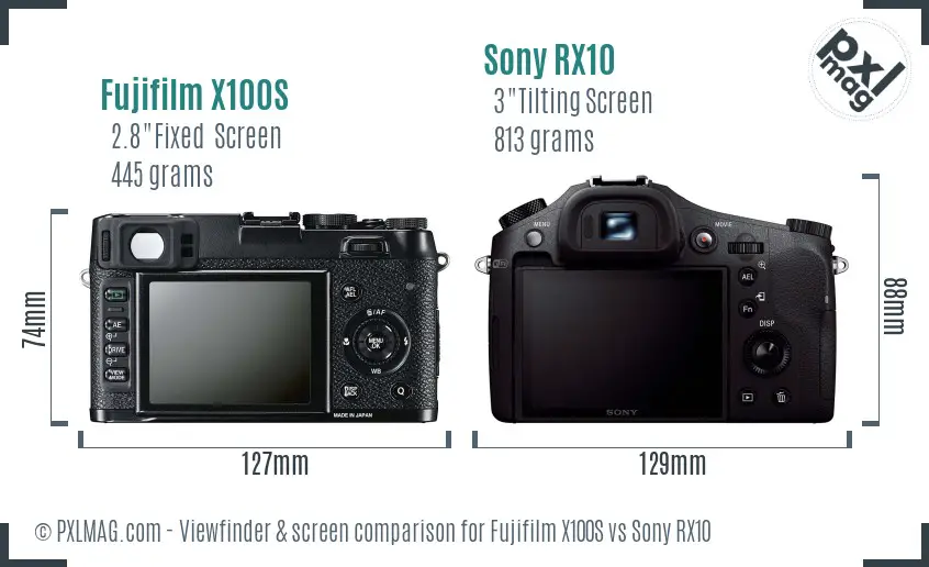Fujifilm X100S vs Sony RX10 Screen and Viewfinder comparison