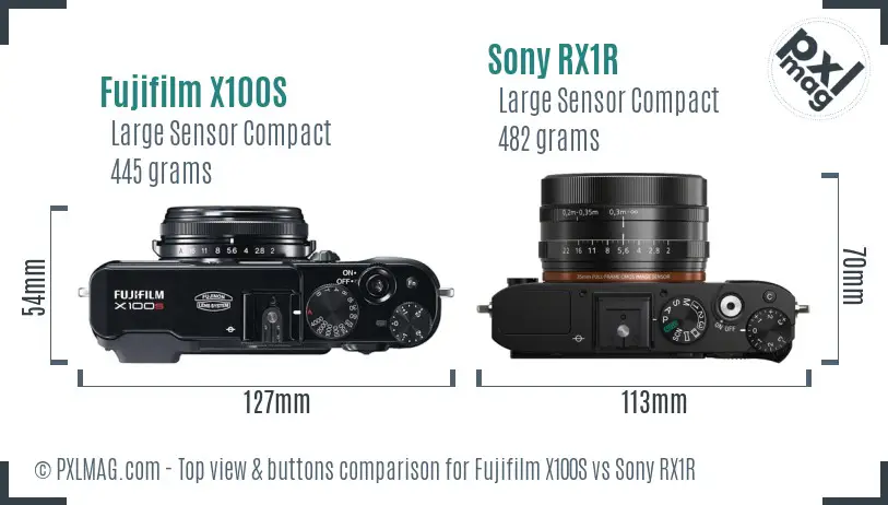 Fujifilm X100S vs Sony RX1R top view buttons comparison
