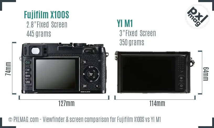 Fujifilm X100S vs YI M1 Screen and Viewfinder comparison
