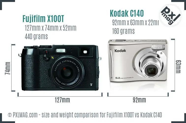 Fujifilm X100T vs Kodak C140 size comparison Fujifilm X100T vs Kodak C140 size comparison