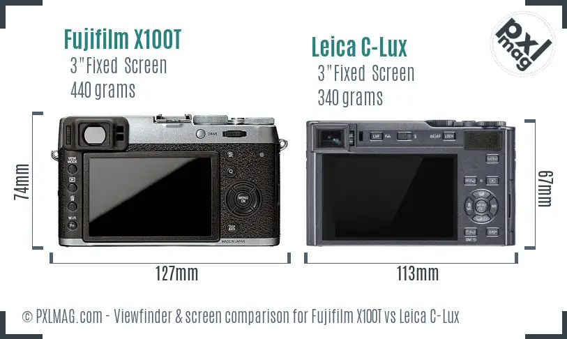 Fujifilm X100T vs Leica C-Lux Screen and Viewfinder comparison