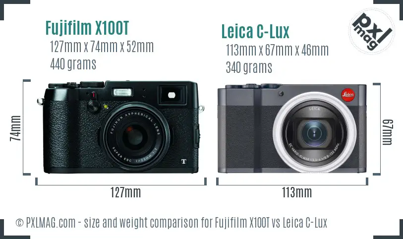 Fujifilm X100T vs Leica C-Lux size comparison