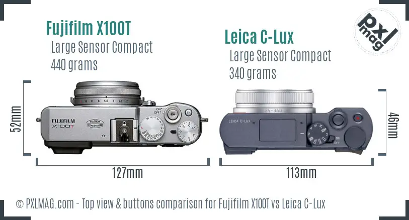 Fujifilm X100T vs Leica C-Lux top view buttons comparison