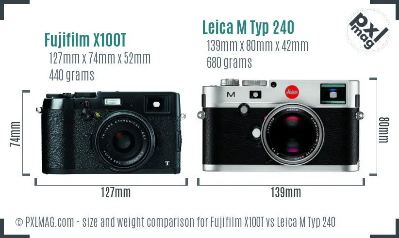 Fujifilm X100T vs Leica M Typ 240 size comparison Fujifilm X100T vs Leica M Typ 240 size comparison