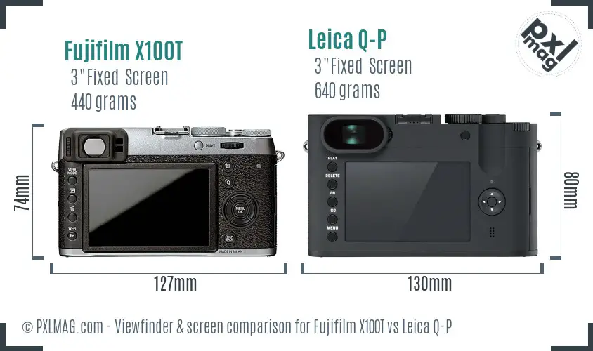 Fujifilm X100T vs Leica Q-P Screen and Viewfinder comparison