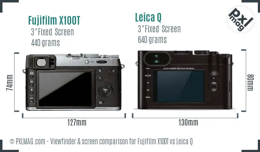 Fujifilm X100T vs Leica Q Screen and Viewfinder comparison