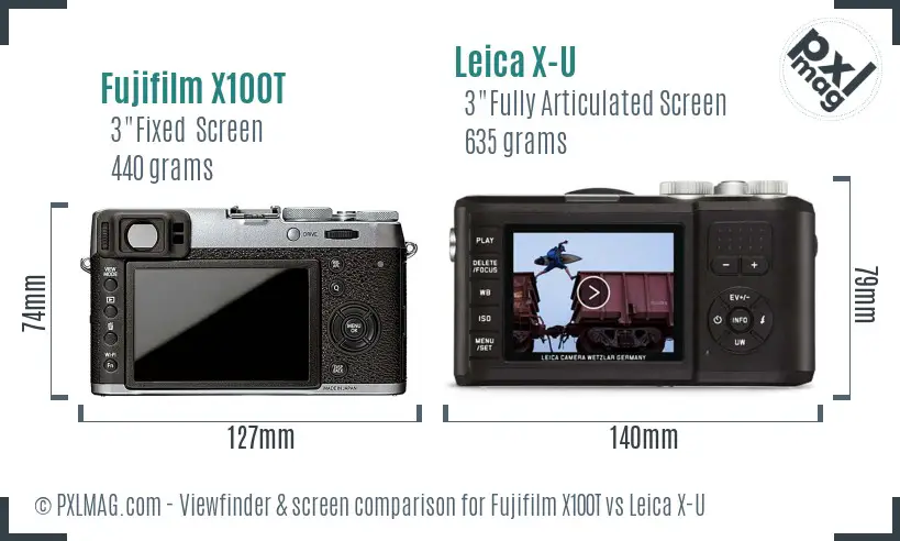 Fujifilm X100T vs Leica X-U Screen and Viewfinder comparison