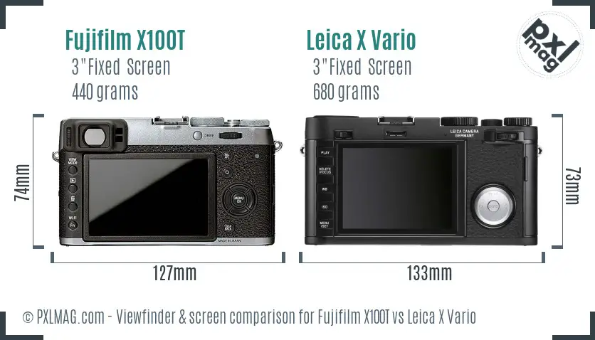 Fujifilm X100T vs Leica X Vario Screen and Viewfinder comparison