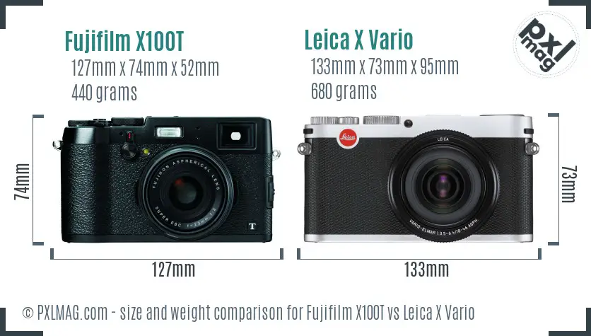 Fujifilm X100T vs Leica X Vario size comparison