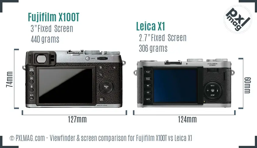 Fujifilm X100T vs Leica X1 Screen and Viewfinder comparison