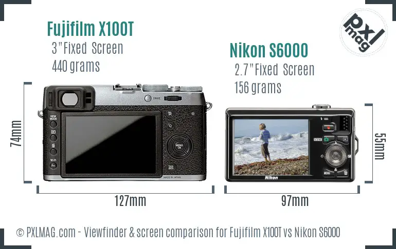 Fujifilm X100T vs Nikon S6000 Screen and Viewfinder comparison Fujifilm X100T vs Nikon S6000 Screen and Viewfinder comparison