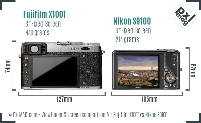 Fujifilm X100T vs Nikon S9100 Screen and Viewfinder comparison Fujifilm X100T vs Nikon S9100 Screen and Viewfinder comparison