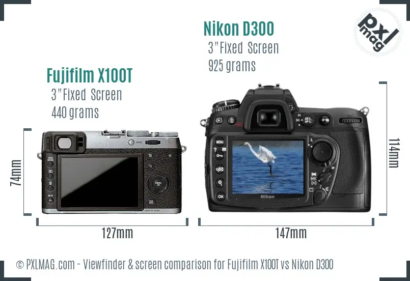 Fujifilm X100T vs Nikon D300 Screen and Viewfinder comparison