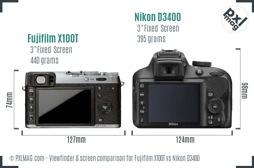 Fujifilm X100T vs Nikon D3400 Screen and Viewfinder comparison Fujifilm X100T vs Nikon D3400 Screen and Viewfinder comparison