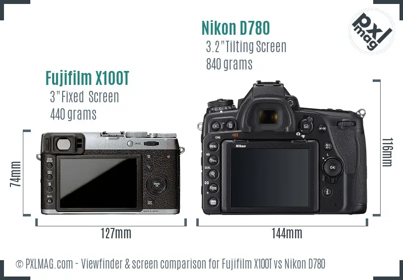 Fujifilm X100T vs Nikon D780 Screen and Viewfinder comparison Fujifilm X100T vs Nikon D780 Screen and Viewfinder comparison
