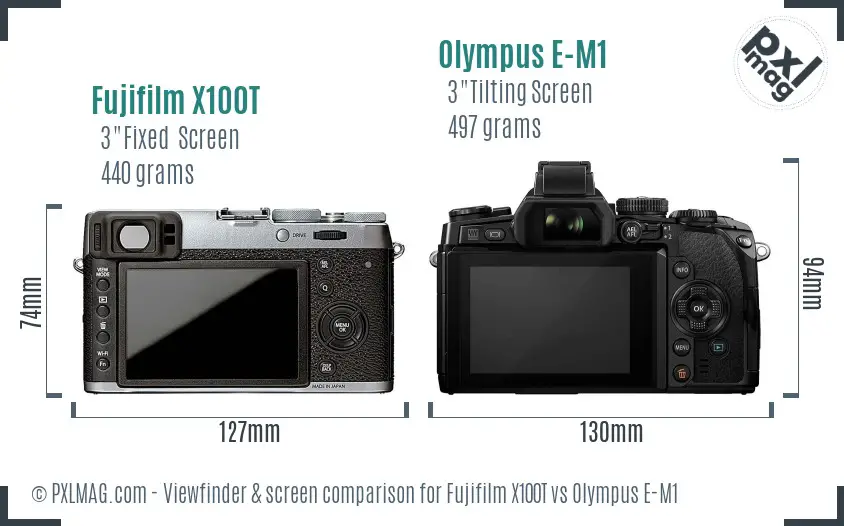 Fujifilm X100T vs Olympus E-M1 Screen and Viewfinder comparison Fujifilm X100T vs Olympus E-M1 Screen and Viewfinder comparison