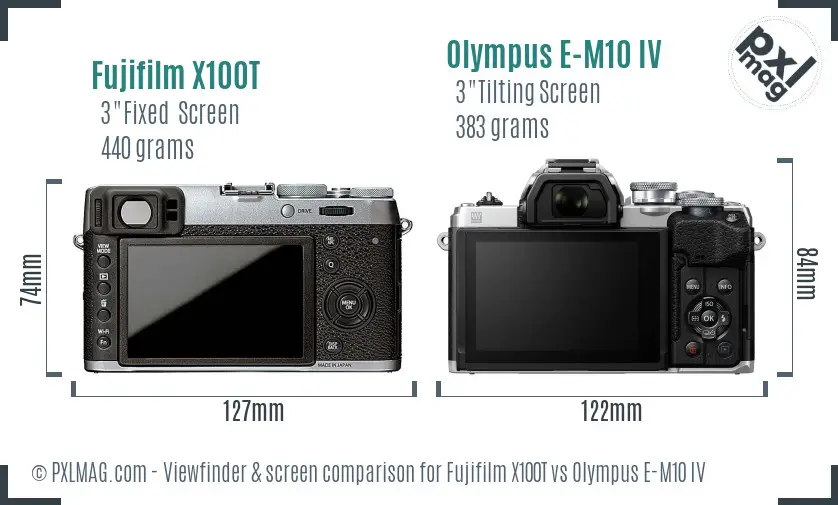 Fujifilm X100T vs Olympus E-M10 IV Screen and Viewfinder comparison Fujifilm X100T vs Olympus E-M10 IV Screen and Viewfinder comparison