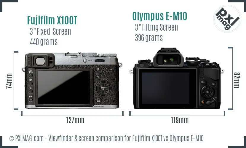 Fujifilm X100T vs Olympus E-M10 Screen and Viewfinder comparison Fujifilm X100T vs Olympus E-M10 Screen and Viewfinder comparison