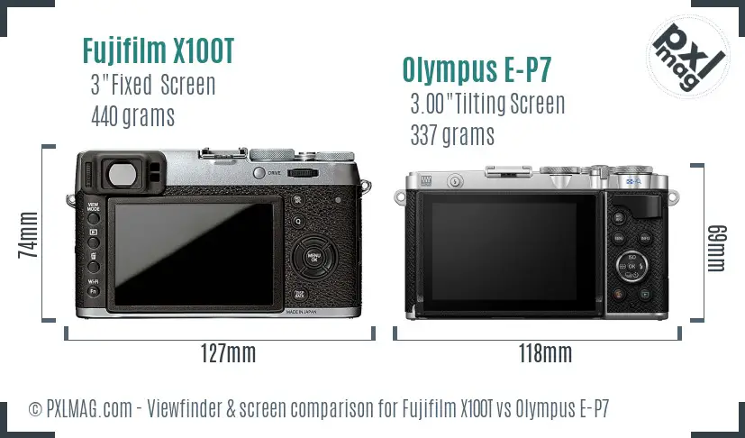 Fujifilm X100T vs Olympus E-P7 Screen and Viewfinder comparison Fujifilm X100T vs Olympus E-P7 Screen and Viewfinder comparison