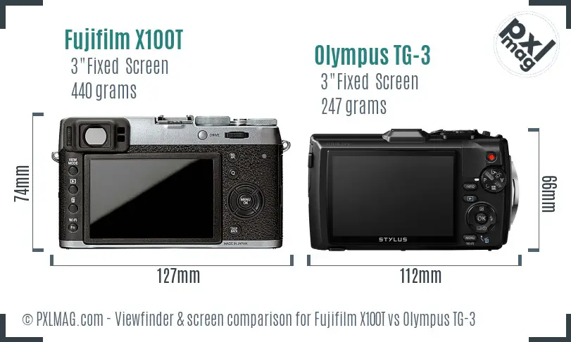 Fujifilm X100T vs Olympus TG-3 Screen and Viewfinder comparison Fujifilm X100T vs Olympus TG-3 Screen and Viewfinder comparison
