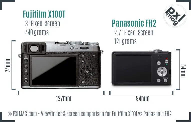 Fujifilm X100T vs Panasonic FH2 Screen and Viewfinder comparison