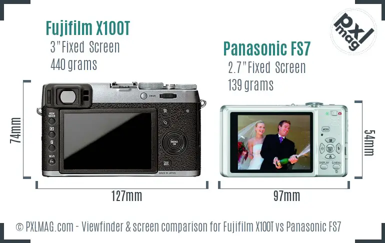 Fujifilm X100T vs Panasonic FS7 Screen and Viewfinder comparison Fujifilm X100T vs Panasonic FS7 Screen and Viewfinder comparison