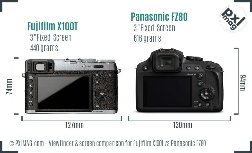 Fujifilm X100T vs Panasonic FZ80 Screen and Viewfinder comparison Fujifilm X100T vs Panasonic FZ80 Screen and Viewfinder comparison