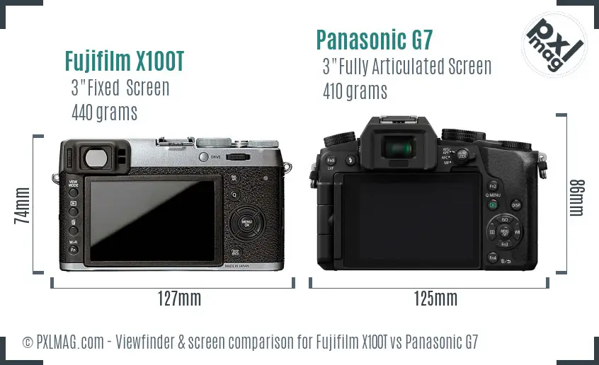 Fujifilm X100T vs Panasonic G7 Screen and Viewfinder comparison Fujifilm X100T vs Panasonic G7 Screen and Viewfinder comparison